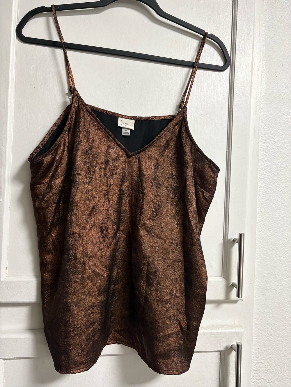 a new day Metallic Brown V-Neck Satin Cami Top